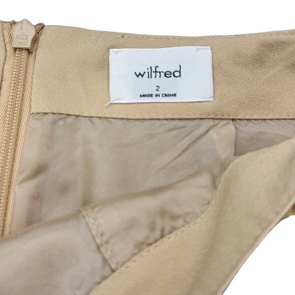 WILFRED Aritzia Renee Wool Cashmere Blend Plaid Mini Skirt Sz 2 Tan / Beige - Picture 3 of 6